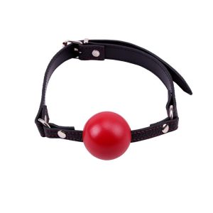 Bâillon Boule Noir et Rouge Cuir Bondage