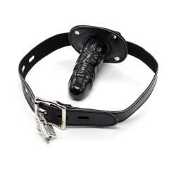 Bâillon Boule Noir Pénis avec Cadenas