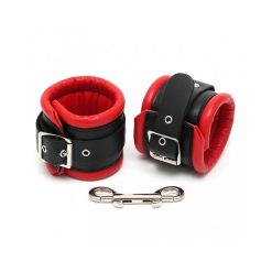 Menottes Bondage pour Chevilles Cuir Rouge et Noir