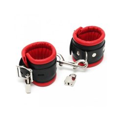 Menottes Chevilles Soumise Cuir Rouge et Noir